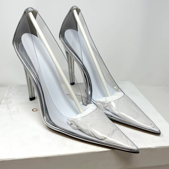 Good American Cinder-F*CKING-RELLA Pump In Glass Clear Size 10 New - Picture 6 of 15